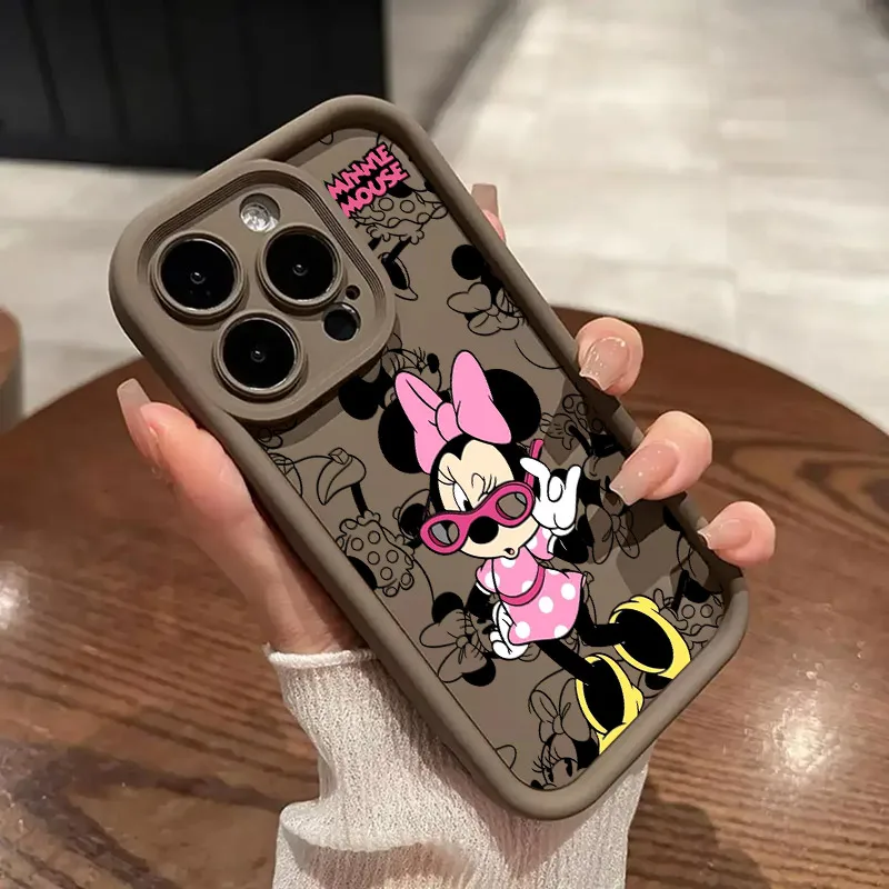 

Pink Minnie Mouse Disney Phone Case For iPhone 17E 11 12 13 14 15 16 17 Pro Max Fundas 17 Air Plus 16e Mini Silicone Back Cover
