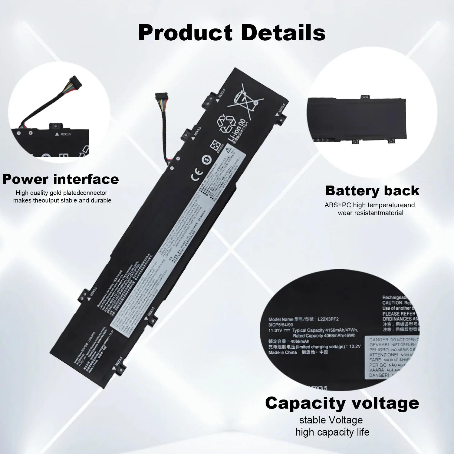 DXT New Laptop Battery L22B3PF2 L22D3PF2 L22M3PF2 L22X3PF2 For Lenovo IdeaPad Slim 3 16