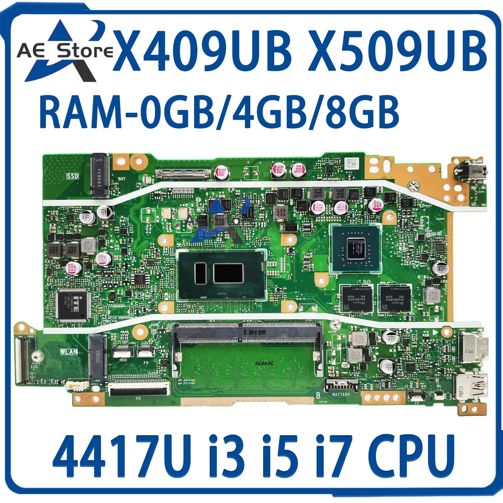 X409UB X509UB Mainboard For ASU F409U F509U X409UJ X509UJ Laptop Motherboard 4417U i3 i5 i7 0GB/4GB/8GB