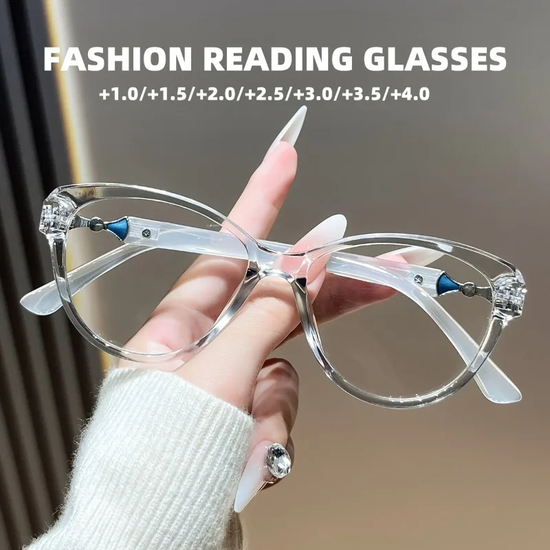 

New Women'S Fashion Cat Eye Reading Glasses with Vintage Floral Design, Suitable for Office and Daily Reading