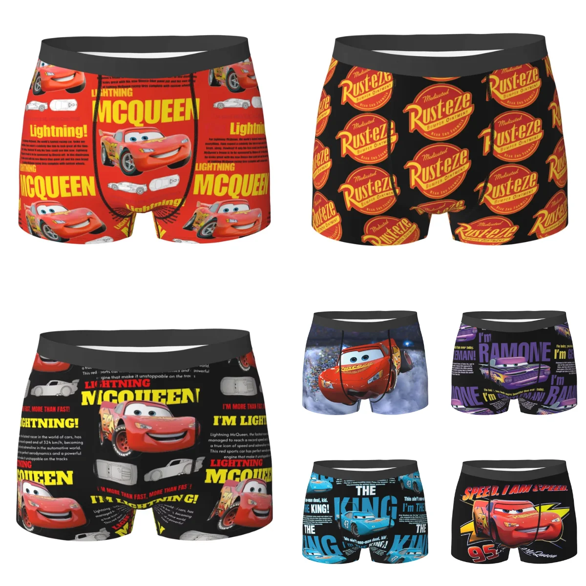 Cars Lightning McQueen Boxer Shorts Pouch Underwear Trenky Design Boxer Brief Novelty Man Underpants Plus Size 2XL