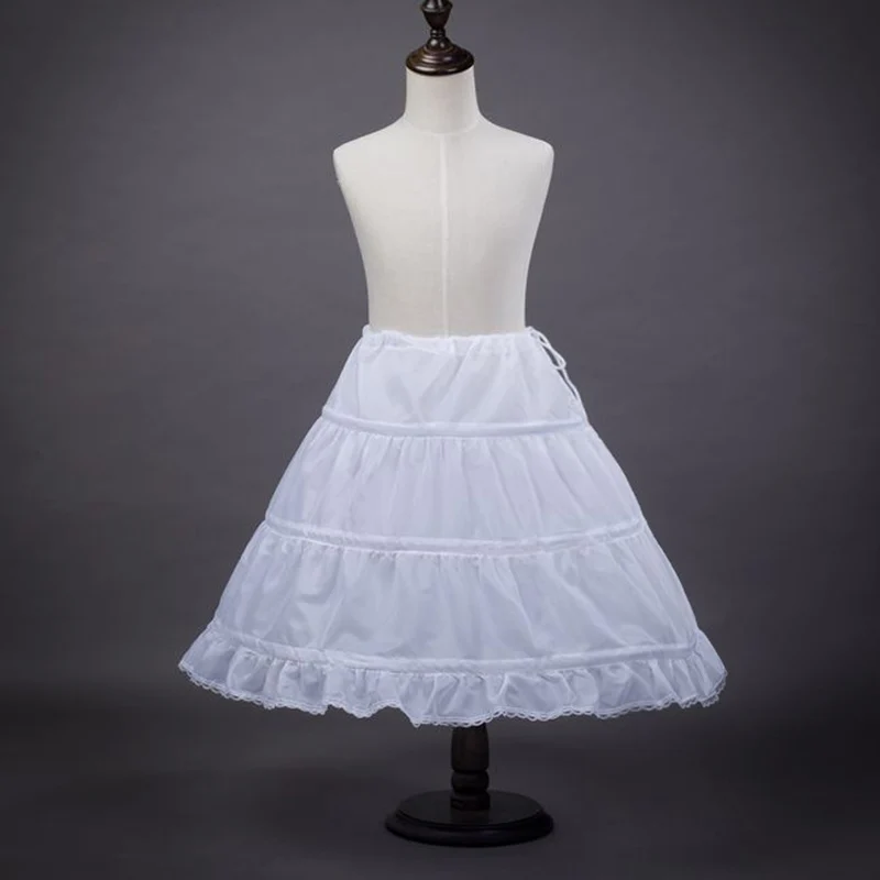 3-10 Years Children Girls White Ballet Skirt Tulle Ruffle Short Crinoline Bridal Wedding Petticoats Gown Baby Girl Underskirt