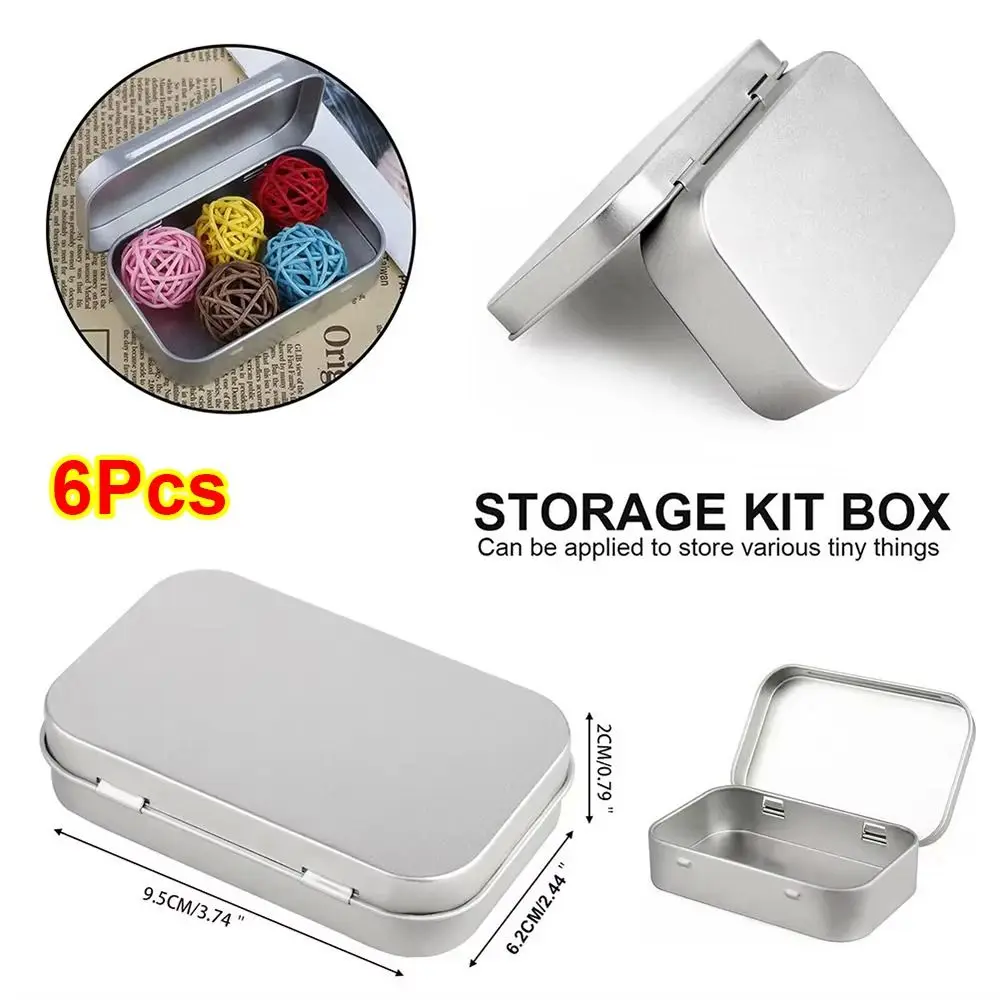 

1/6Pcs New Tin-Plated Mini Metal Box Slide Cover Portable Storage Box Small Cosmetic Organizer Wedding Jewelry Pill
