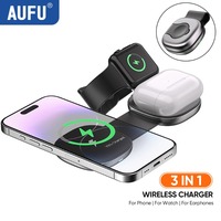 AUFU Magnetic 3 in 1 Wireless Charger for Apple Watch Foldable Wireless Charging Station for iPhone 16/15/14 Pro Max/AirPods Pro