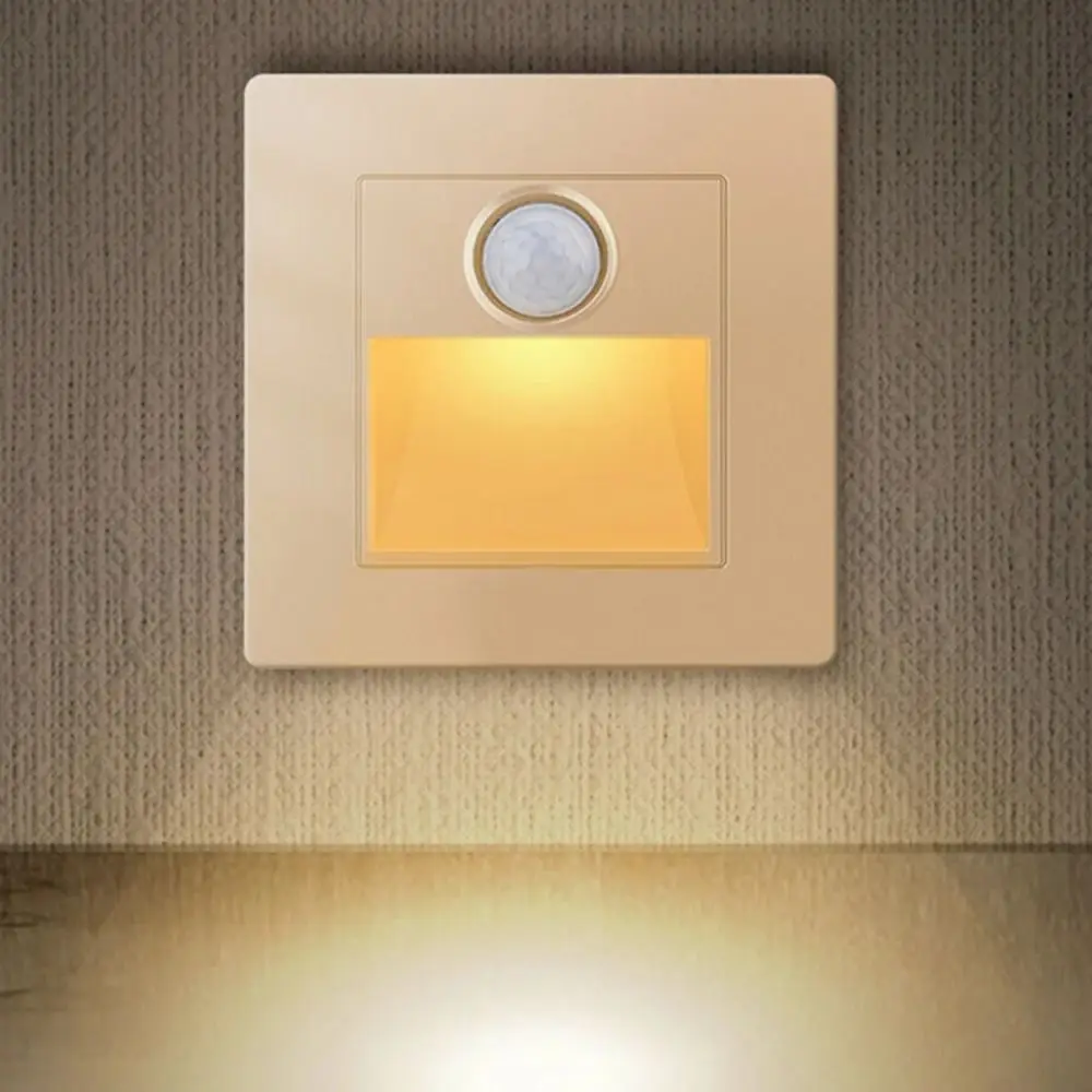2 Pcs Stair Case Light Recessed Led Wall Lamp Step Lamp Corridor Lighting PIR Motion Sensor Night Light Wall Lighting