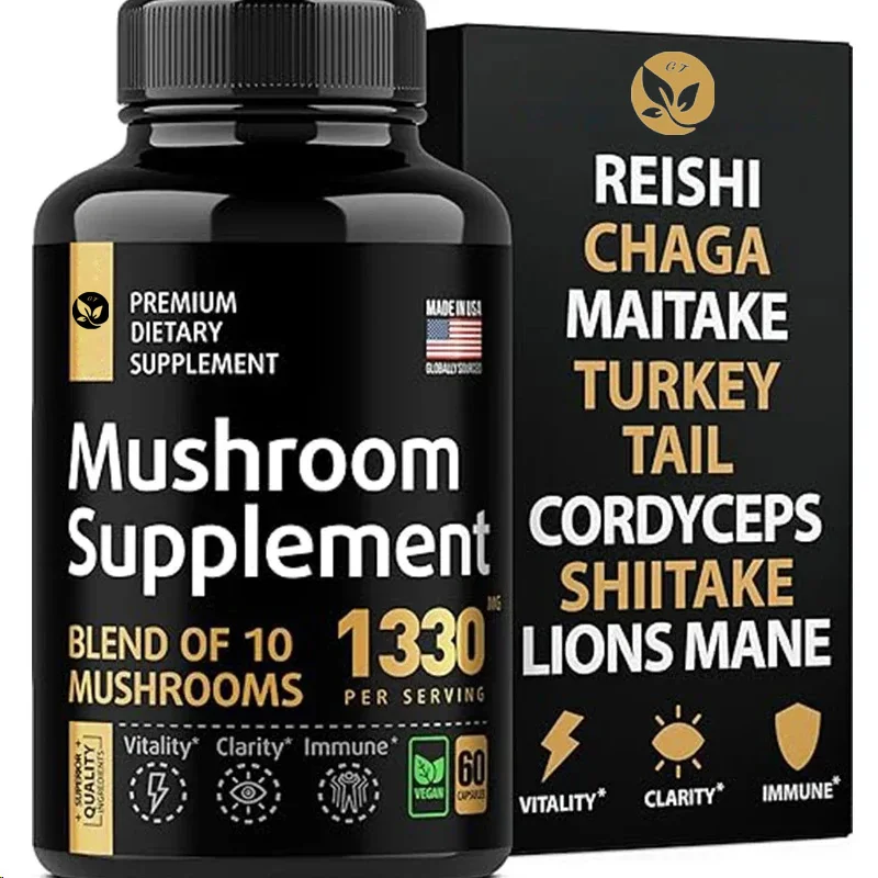 Shiitake Mushroom And Lion Mane Supplement Capsules - Puzzle Mushroom Complex With Birch Antler Extract And Cordyceps Powder