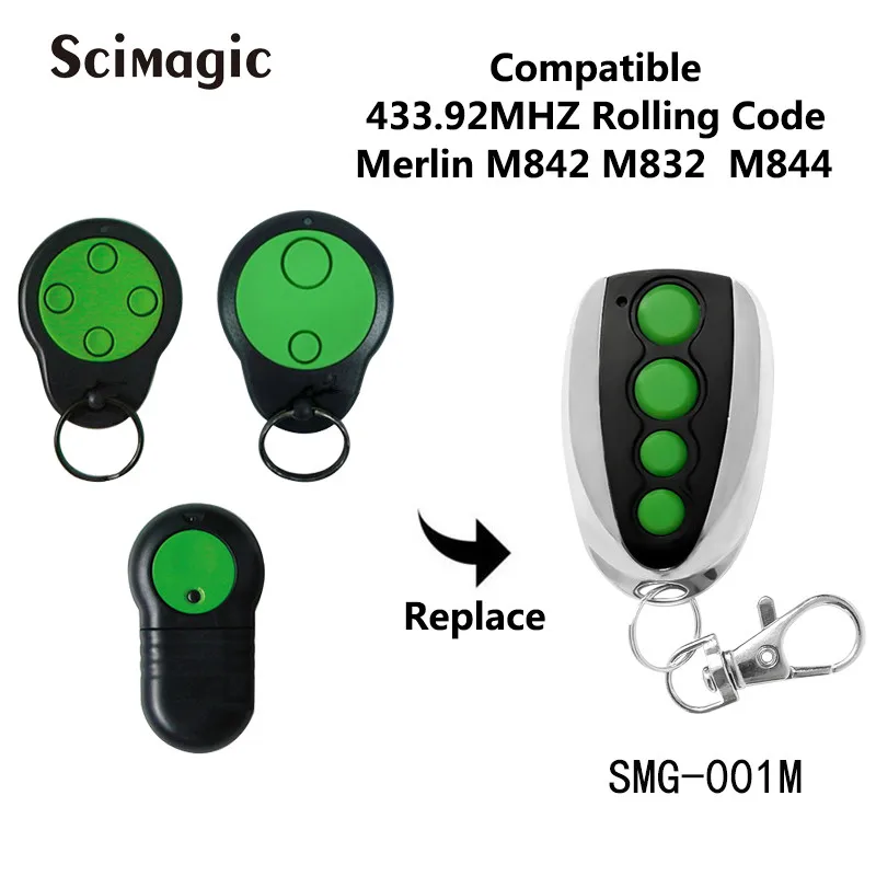 

For Merlin M842 M844 M832 Garage Door Remote Control 433.92MHz Rolling Code Gate Opener