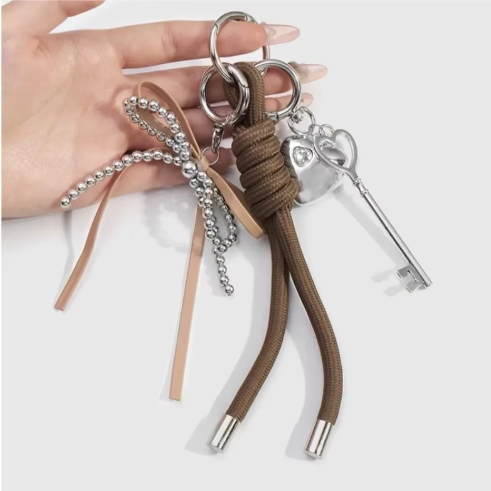 น่ารัก DIY ผู้ถือพวงกุญแจ Y2K เพิร์ลโบว์หัวใจกระเป๋าจี้กระเป๋าตกแต่งผู้หญิง