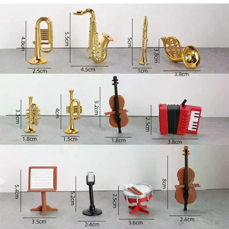 1 Set Home Decor Toy 1:12 Dollhouse Miniature Accordion Sax Classical Musical Instrument Model Ornament Doll House Accessories