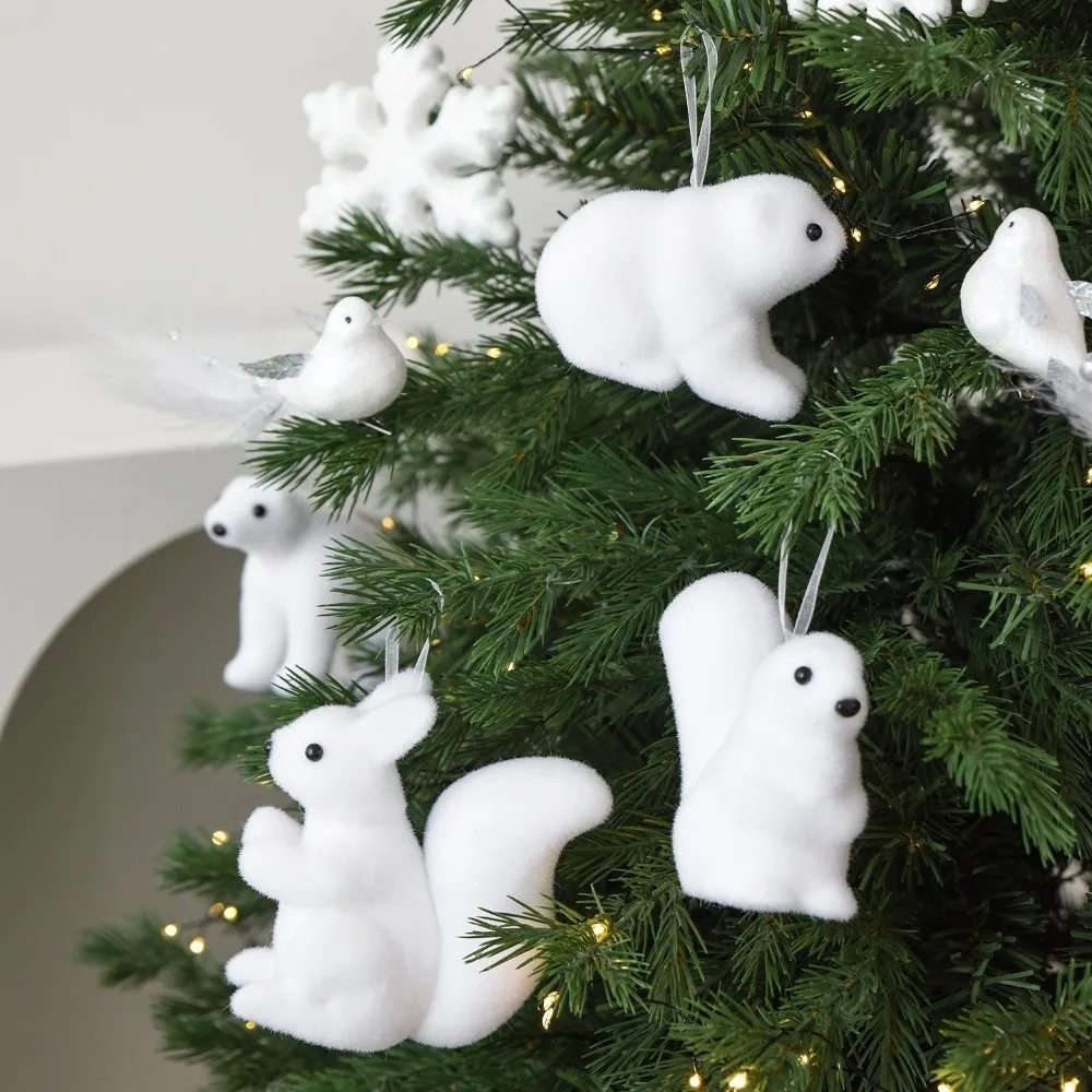 الأبيض شجرة عيد الميلاد قلادة الدب القطبي يتدفقون ندفة الثلج معلقة قلادة الحيوان محاكاة عيد الميلاد الدب الحلي السنة الجديدة #2