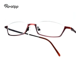 Reading Glasses for Men Square Alloy Prescription Glasses Half Frame Legs Can Expand Wire Drawing Process