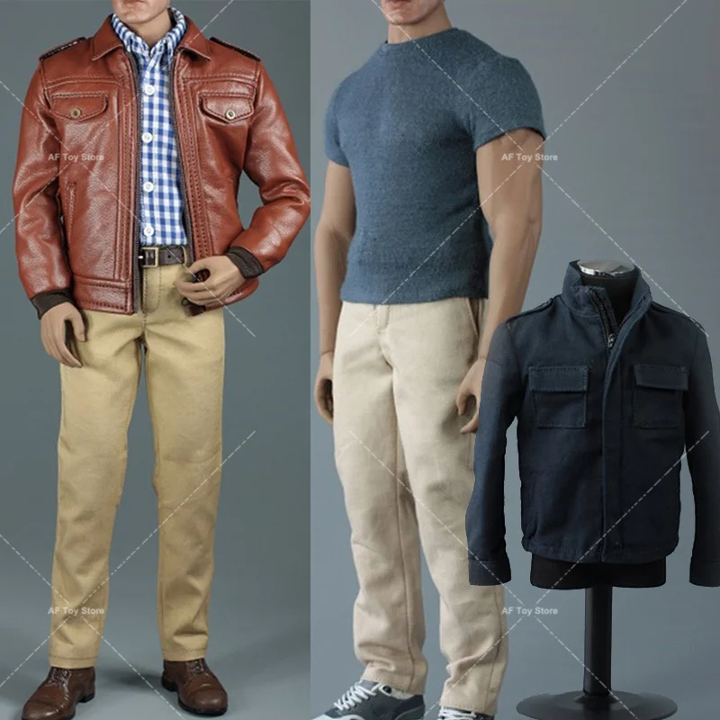 

VORTOYS V1017 V1018 1/6 Retro Leather Jacket T-shirt Pants Shoes Clothes Suit Clothes Model Fit 12'' Male Action Figure body