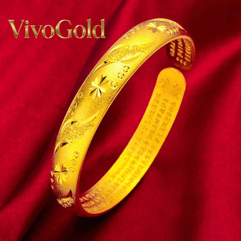 

Браслет VivoGold 24K Gold Heart Sutra Open Bracelet AU999 в китайском стиле, выполненный из золота, подчеркивает восточный буддийский шарм.