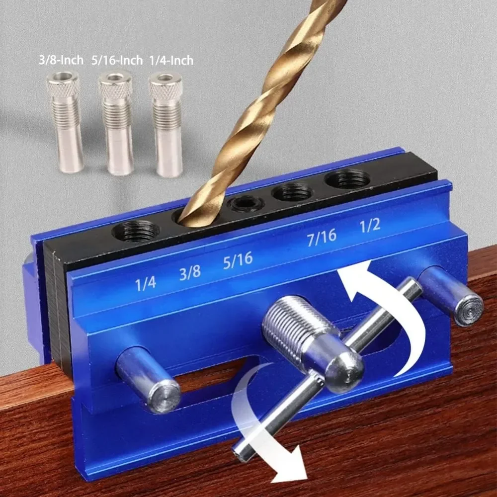 Wood Doweling Jig  Self Centering Doweling Jig Kit Drill Guide Bushings Set Woodworking Joints Tools for Straight Holes Blue