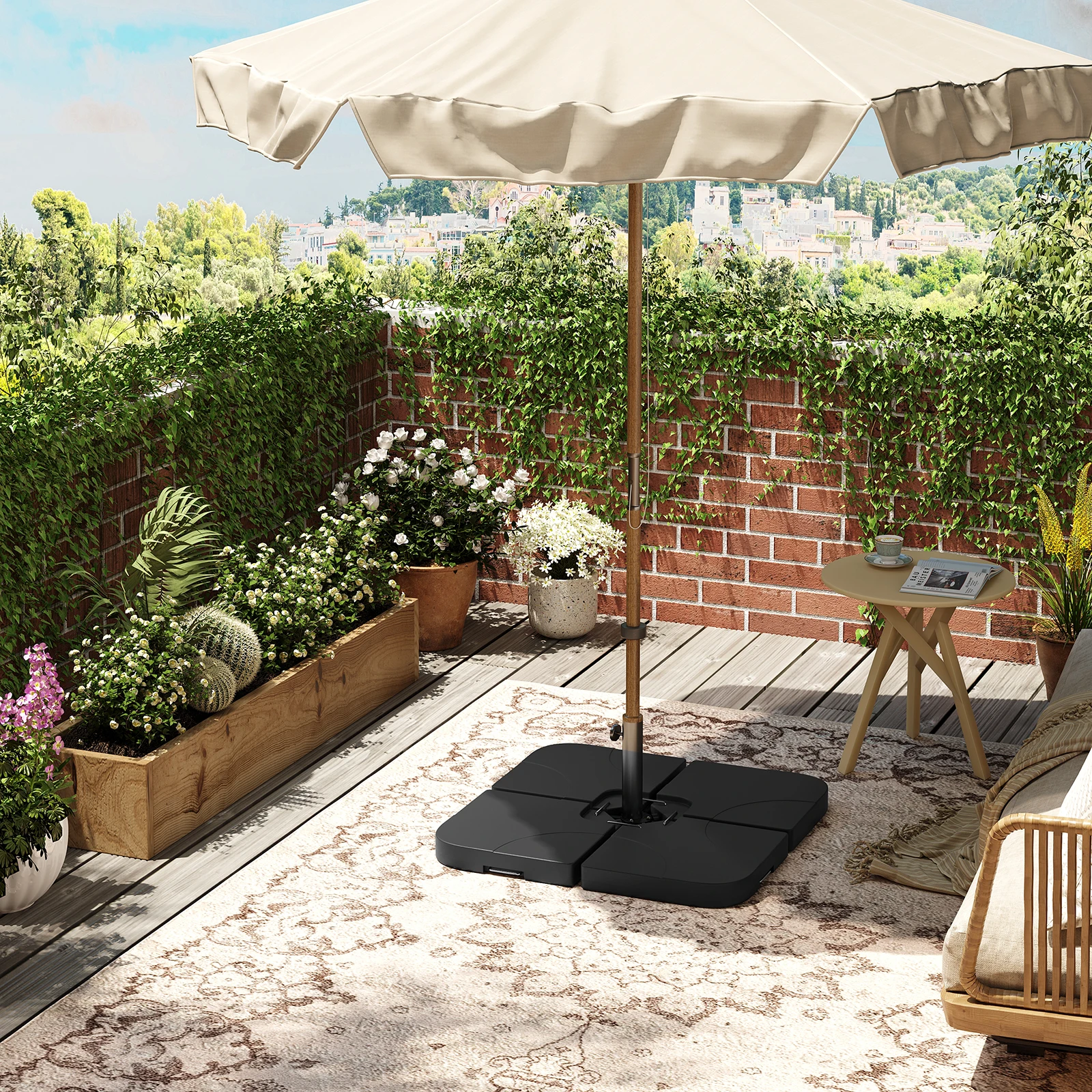 WOLTU Schwarzer Sonnenschirmständer mit Wasser-/Sandfüllung, quadratischer Sonnenschirmständer für den Garten, Hof, Strand, 60 l/80 kg – Detail 11