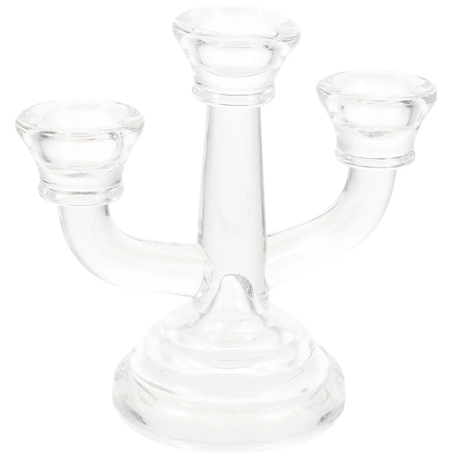 

3 Branches Glass Candelabrum Exquisite Workmanship Romantic Lighting Fireplace Desktop Adornment French Style Glass Candlestick