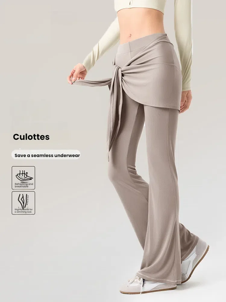 

New Yoga Pants for Women Draping Loose Casual Yoga Trousers Detachable Crotch Cover Two-piece Culottes Pant Sets Woman Clothing