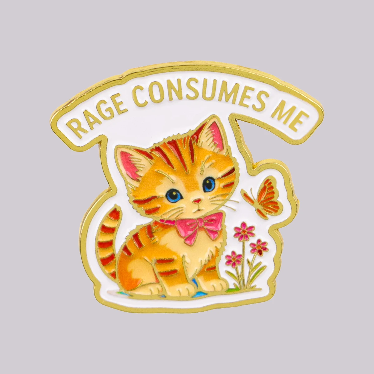 RAGE CONSUMES ME Pin de esmalte con diseño de gato lindo, broche, insignia para mochila, accesorios de ropa, regalos de joyería animal