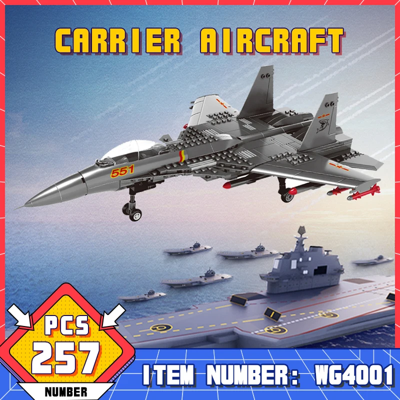 

WG4001 J-15 Chinese Beast Carrier Fighter Aircraft Technical Brick Toys Moc Ideas Flying Shark Fighter Jet Assembly Model Gifts