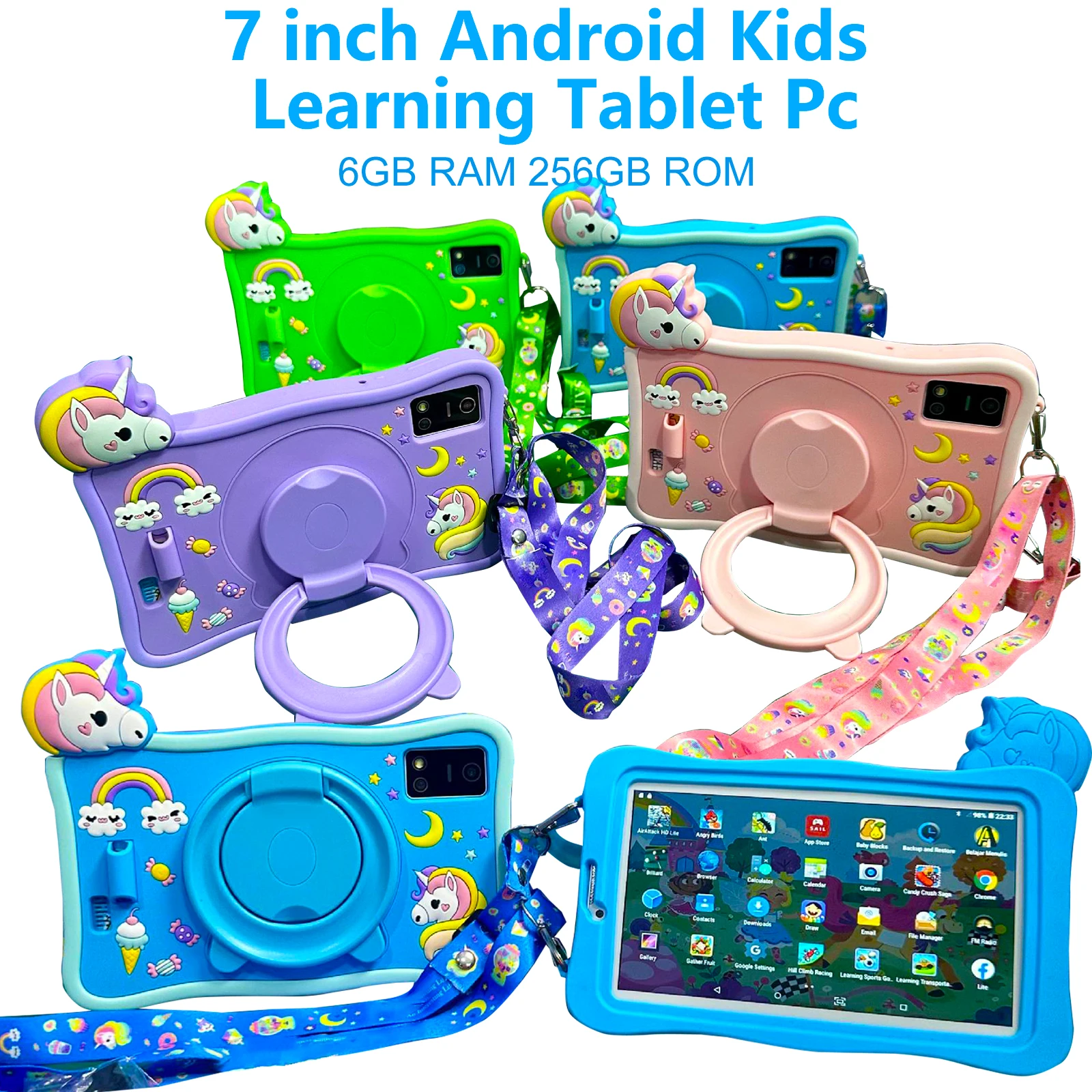 Kids Learning Education Tablet, presente das crianças, Quad-core, WiFi, Android 13 PC, 7 ", 6GB de RAM, 256GB ROM, 5000mAh