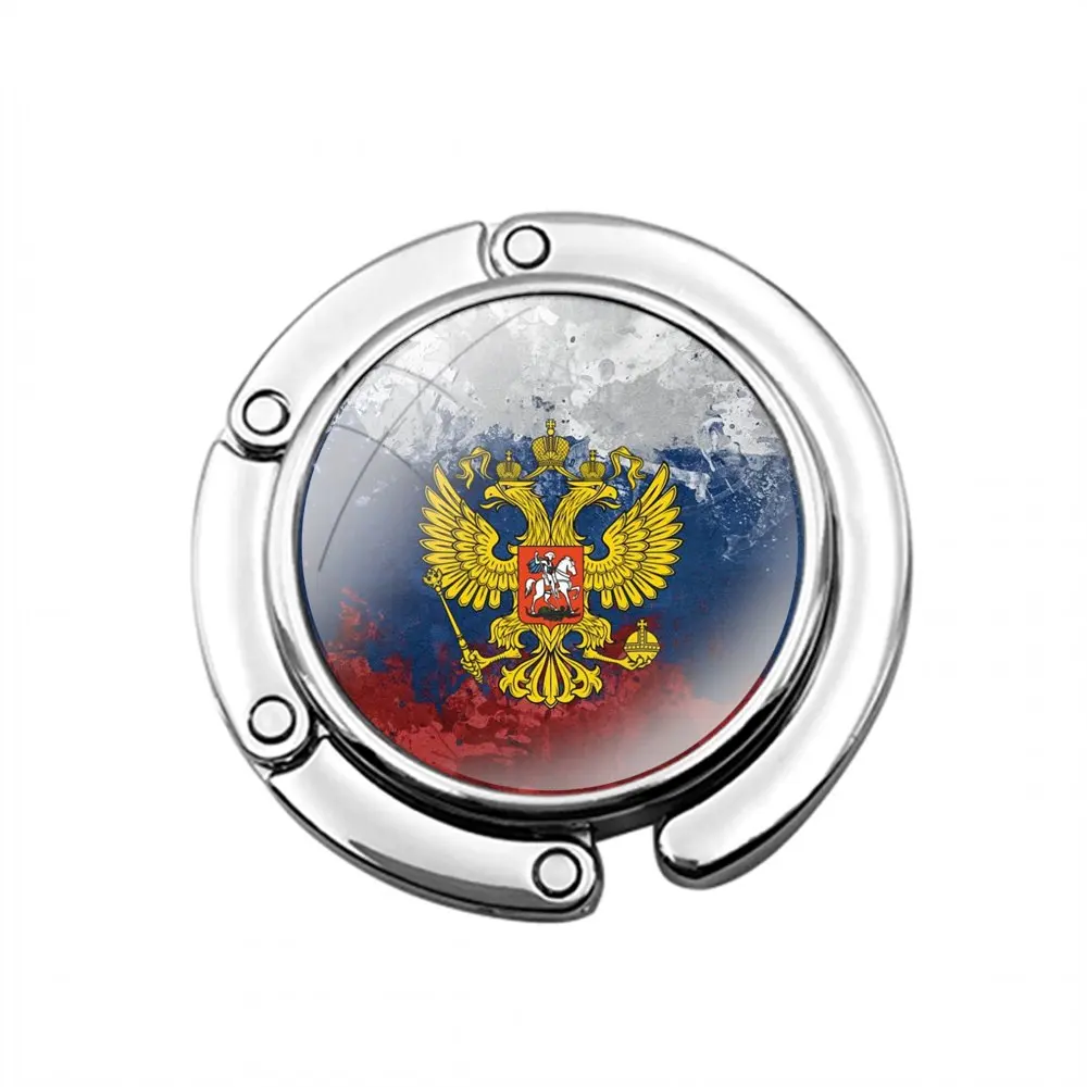 Russia Flag national emblem Foldable Purse Hook for Women's  Table Handbag Storage Folding Decor Table Hook