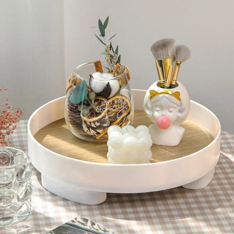 Modern Decorative Trays Home Decor Round Storage Tray Organizer Storage Box Table Vase Aromatherapy Stand Candlestick Stand