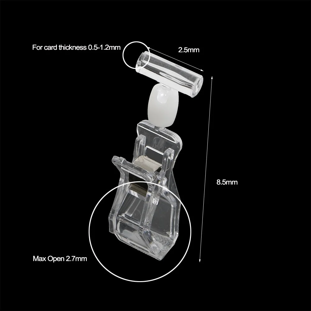 Clear Memo Plastic Rotatable Pop Clip-on Merchandise Sign Display Clip Card Label Price Tag Holders Pricetag Holder Supermarket