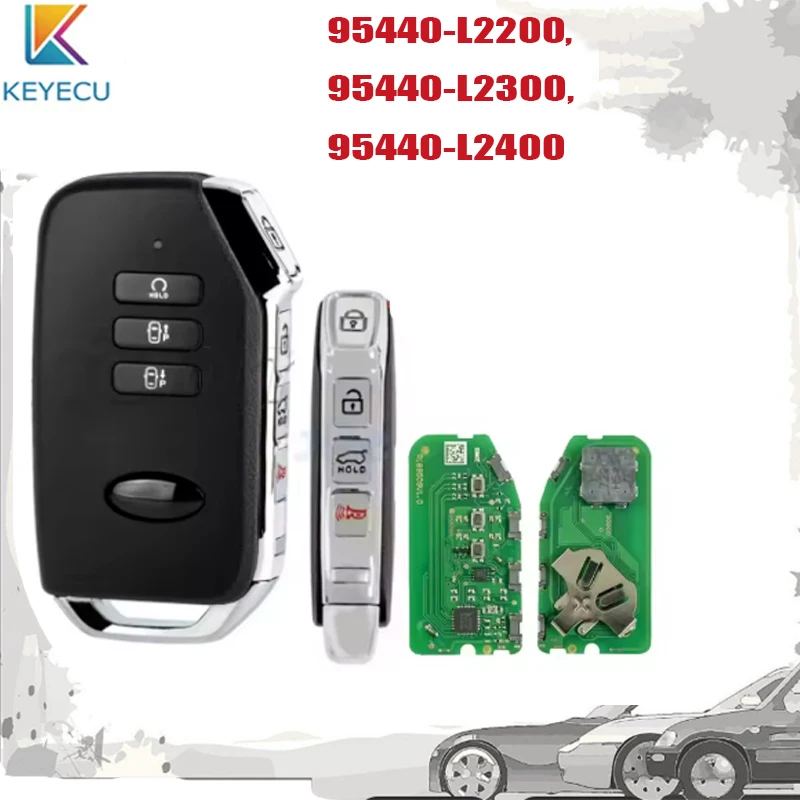 Умный дистанционный ключ от машины KEYECU для Kia K5 2021 2022 2023 2024 95440-L2200, 95440-L2300, 95440-L2400 433 МГц/4A, 7 кнопок