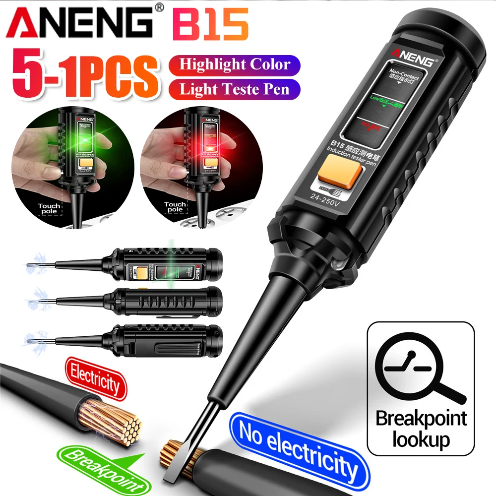 ANENG B15 Induction Teste Pen Highlight Color Light Professional AC Voltage Detection Electrician Screwdriver Testing Tools