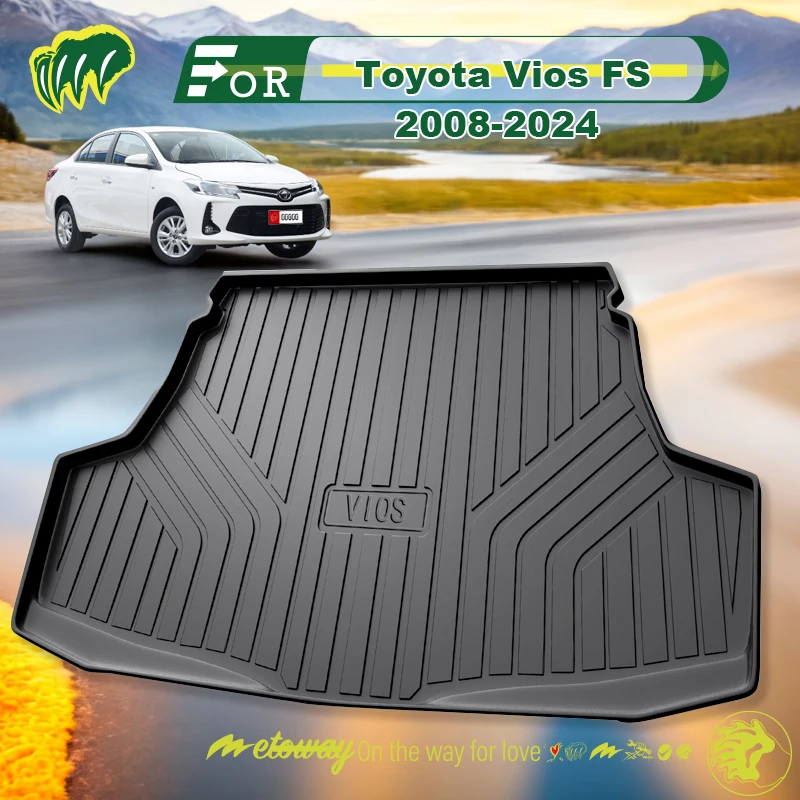 

For Toyota Vios FS 2008-2024 Custom Fit Car Trunk Mat All Season Black Cargo Mat 3D Shaped Laser Measured Trunk Liners