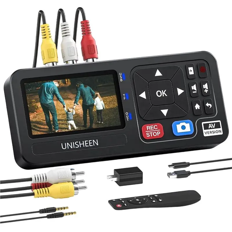 UNISHEEN For VHS To Digital Converter For VHS, VCR, DVR, DVD, Cassette Gaming Consoles-Video Recording Function US Plug