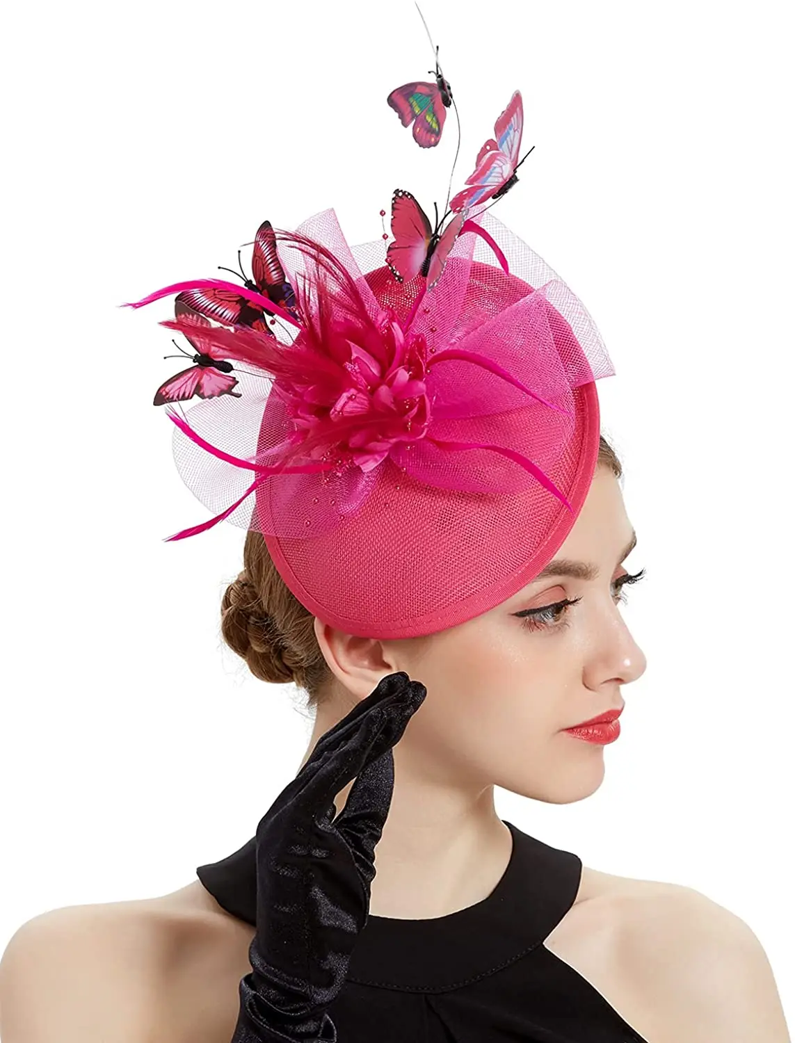 2024 Women Elegant Butterfly Fascinator Bride Fascinators Hat Tea Party Pillbox Hat Wedding Headband for Kentucky Derby