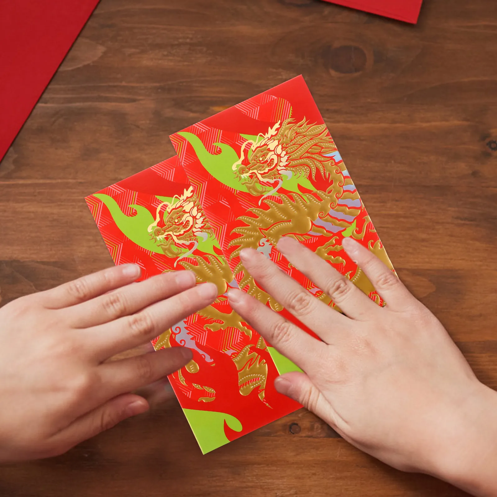 

4pcs Red Hot Stamped Gold Envelopes Paper Zodiac Chinese Lucky Hongbao Creative Cartoon Red Envelope Spring Festival Gift