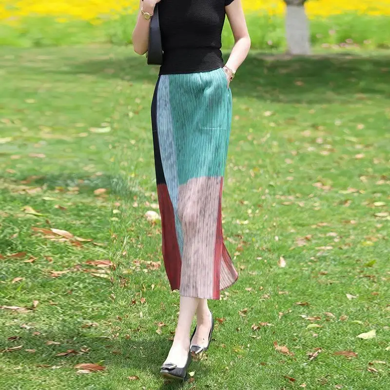 This year's popular new skirt, wasteland style new pleated color matching skirt  vintage y2k clothes Regular Fit