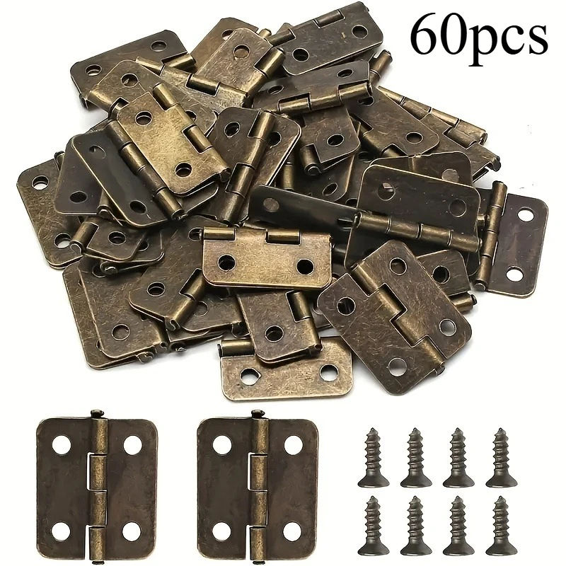 60pcs Mini hinge - Mini retro decorative hinge, suitable for handicrafts, wooden boxes, jewelry cases, cabinets and accessories.
