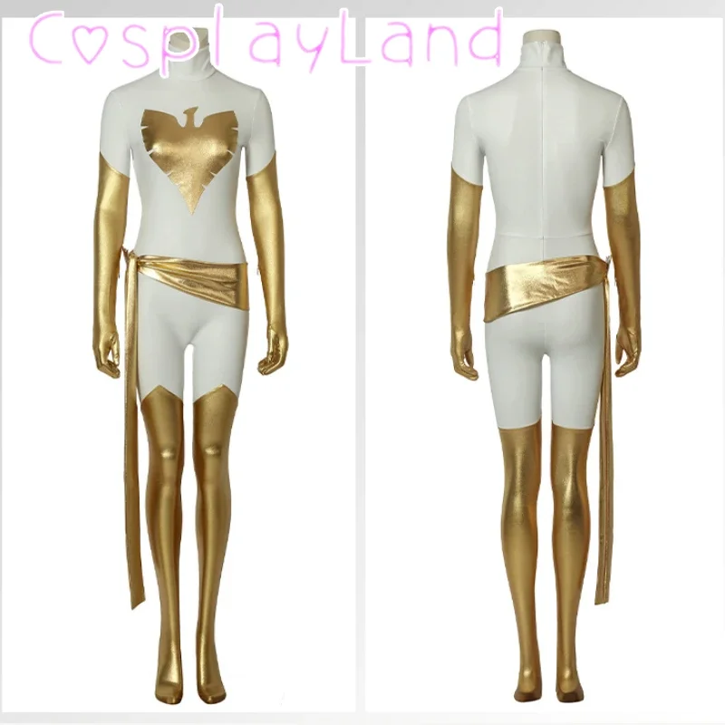 X Phoenix White Jumpsuit Cosplay Costume, impression numérique 3D, batterie, costume, Zentai imbibé, Comic Con, Halloween Carnival Party imbibé