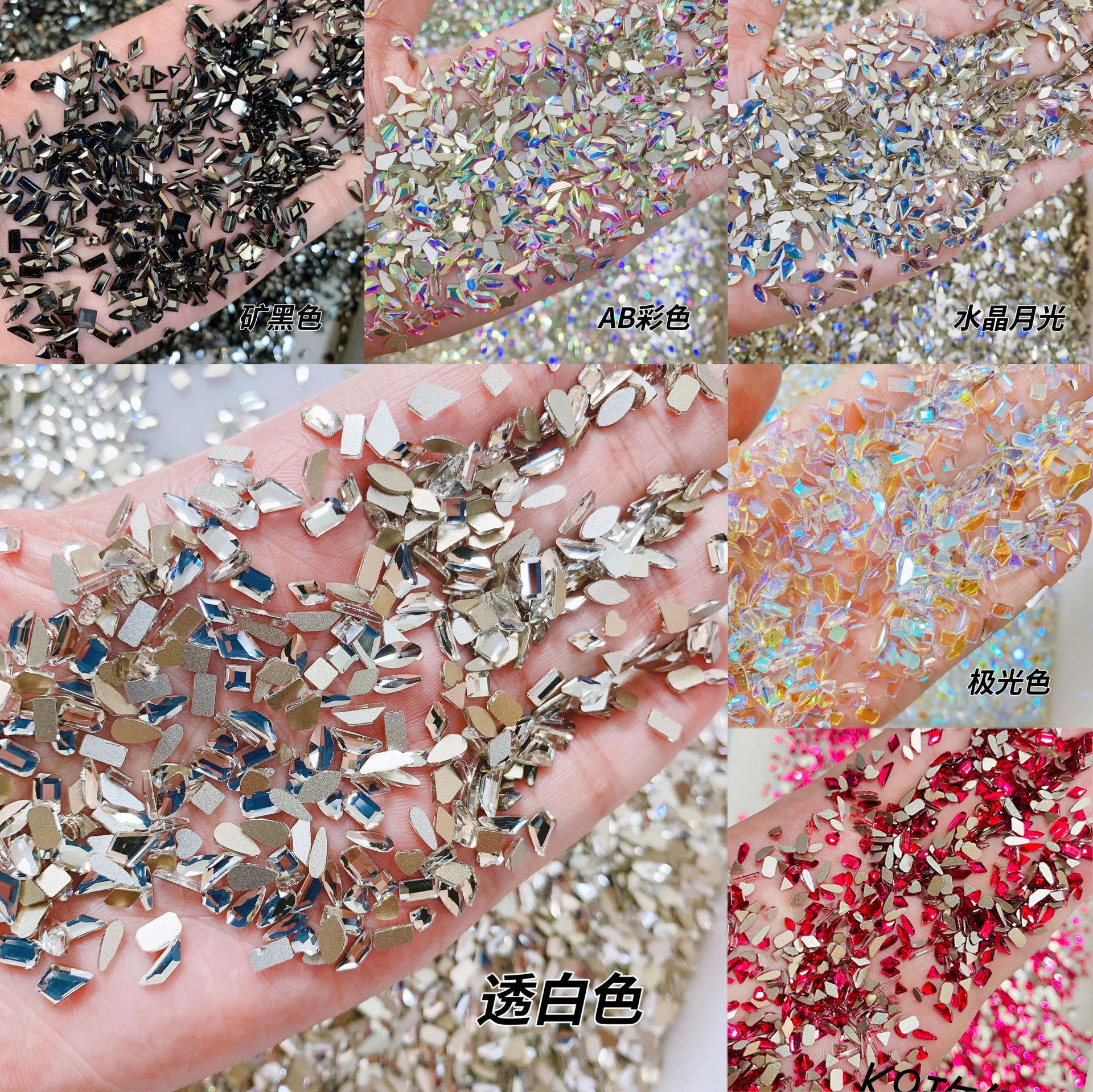 100Pcs Mixed Mini Transparent/Champagne/Red /AB  Nail Art Rhinestones 3-5mm Mico Flatback Diamond DIY Luxury Manicure Stone