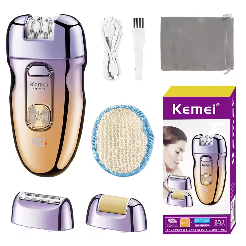 KM-7103 Electric Hair Remover Portable Double-Speed Rechargeable Ladies Shaver for Leg And Bikini Area by Kome