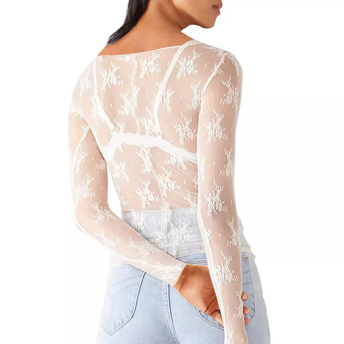 كلمة واحدة الكتف مثير منظور شبكة الدانتيل قاع قميص سليم المناسب بأكمام طويلة التوابل الفتيات تي شيرت شعبية SU40282025 ne #4