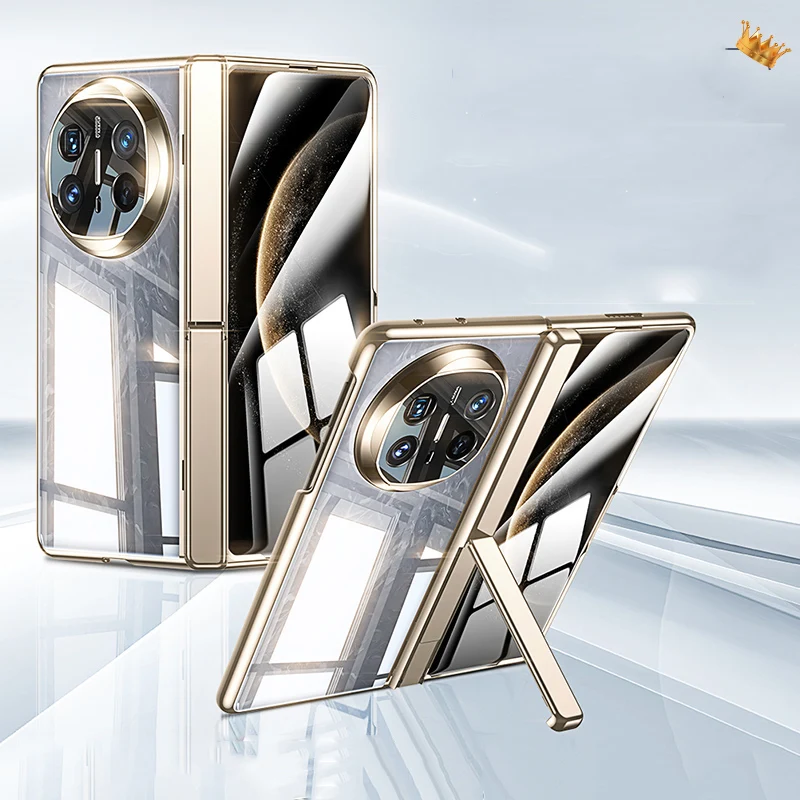 

Чехол для Huawei Mate X6, роскошный гальванический прозрачный пружинный кронштейн с центральной осью, чехол для мобильного телефона
