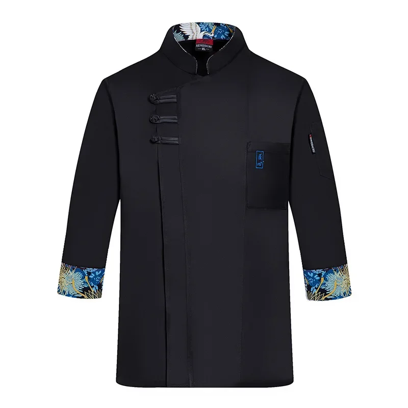 Chef Uniform Jacket Men Women 3/4 Sleeve Kitchen Cook Coat Waiter Shirt