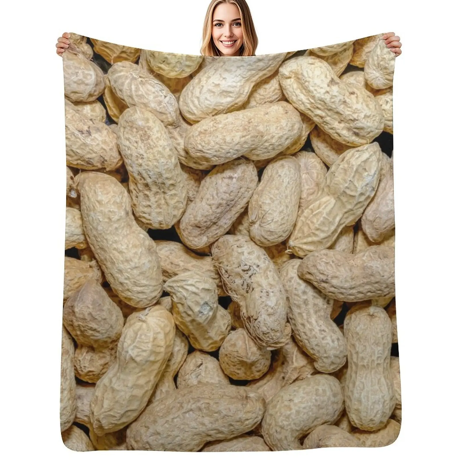 

Salted Raw Peanuts In Shells Food Photo Pattern Throw Blanket Soft Big Thermal for winter Custom Blankets