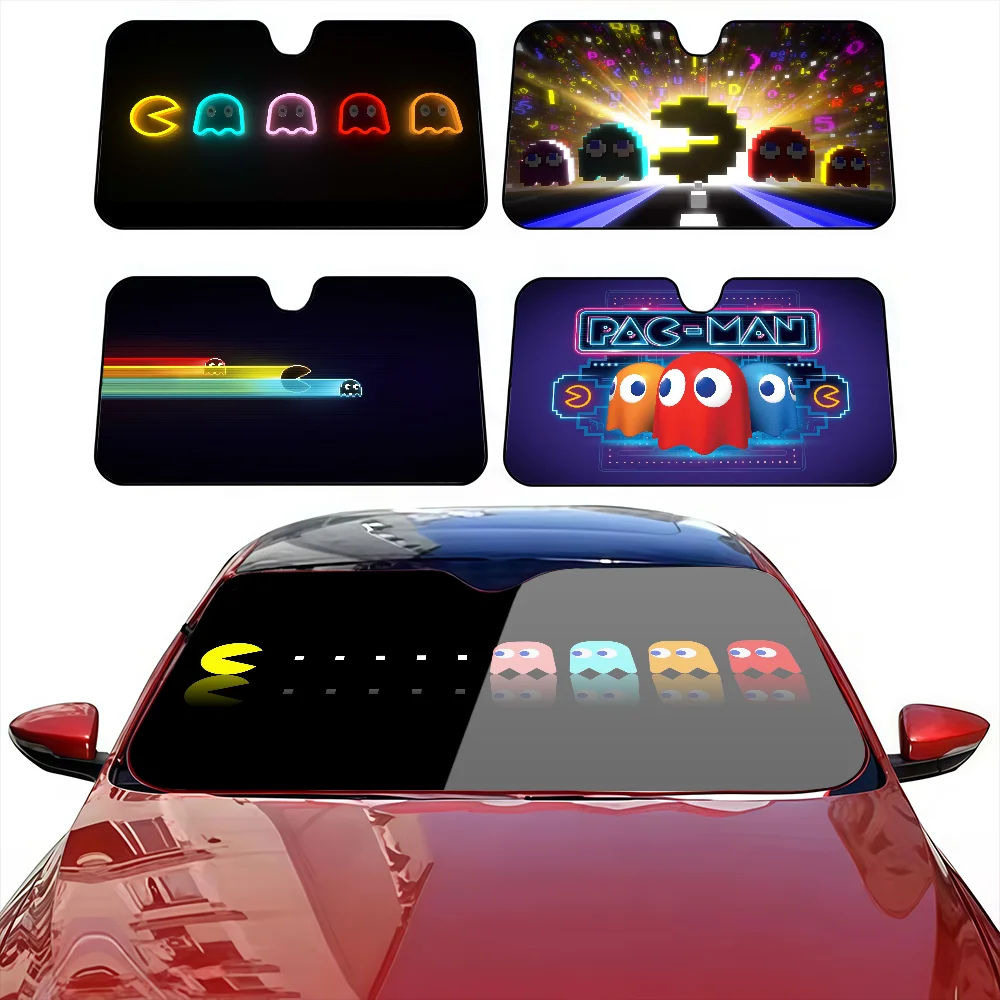 

Cute P-Pac-Man Game Car SunShade Shade Cooling Windshield Anti-UV Protection Front Sun Protector for Vehicle Interior