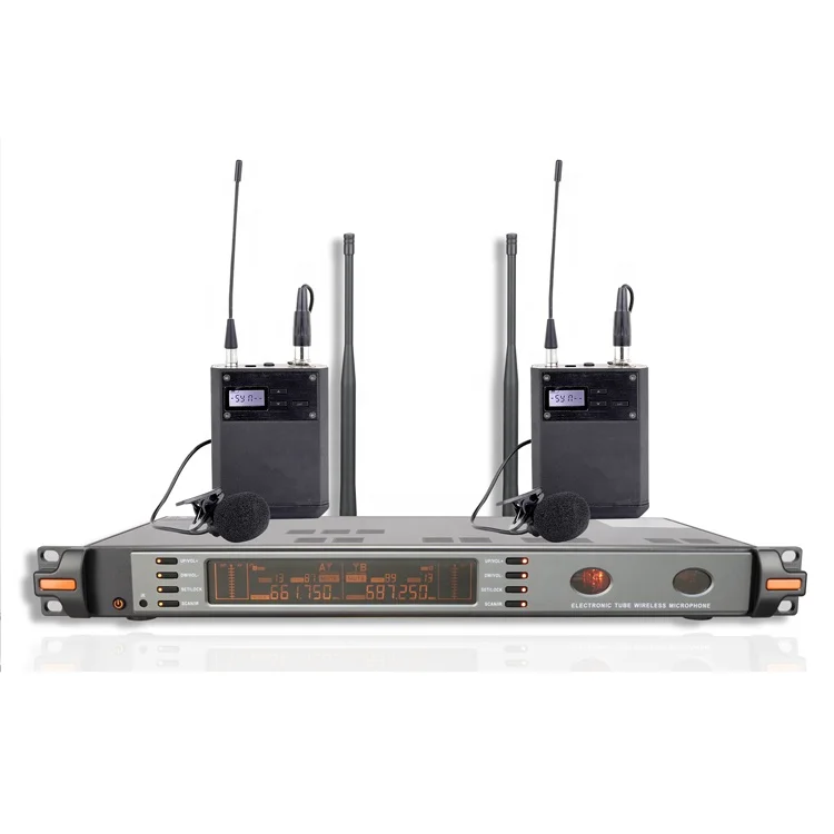 

RIY-06d 2 Channel UHF Lavalier Wireless Microphone HIFI Level Electronic Tube Wireless Mic