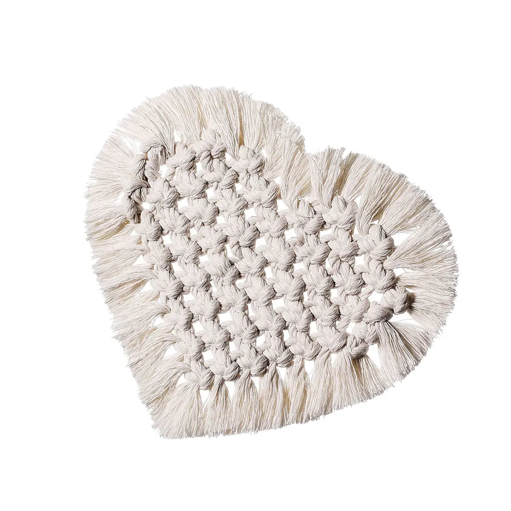 

Cotton Rope Love Coaster Heat Resistant Mat Weaving Plate Pad Table Place Mats Long Use Wash