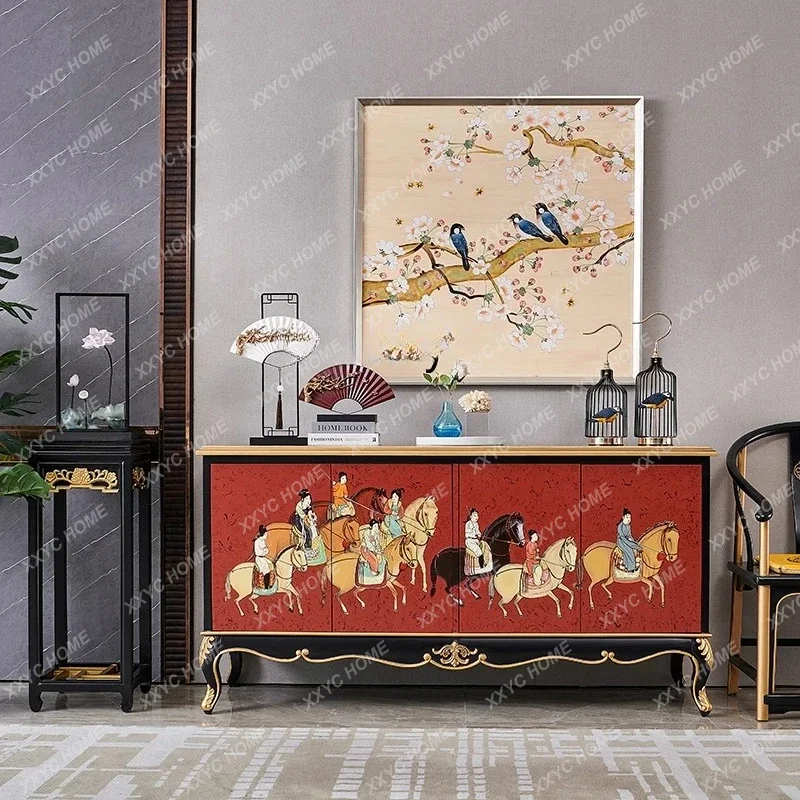 غرفة معيشة صينية حديثة، طاولة جانبية، تخزين أمريكي فرنسي، خزانة ديكور للمدخل #2