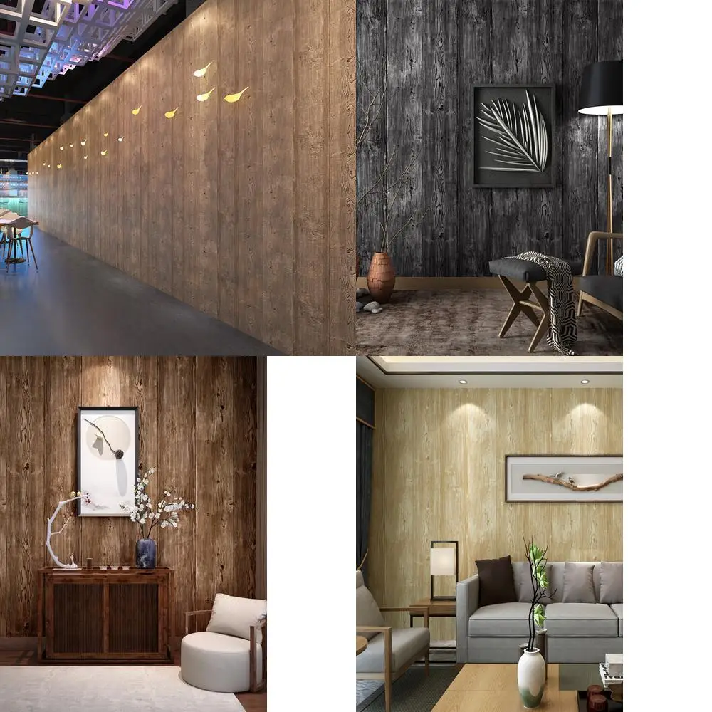 

Modern Chinese Retro Wood Color PVC Wallpaper for Living Room Clothing Store Hotel Decoration