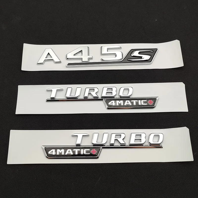 

ABS 3d Chrome Letters For Car Mercedes A45S AMG W177 Rear Trunk Stickers Fender Turbo 4matic Plus Emblem Logo 2022 Accessories