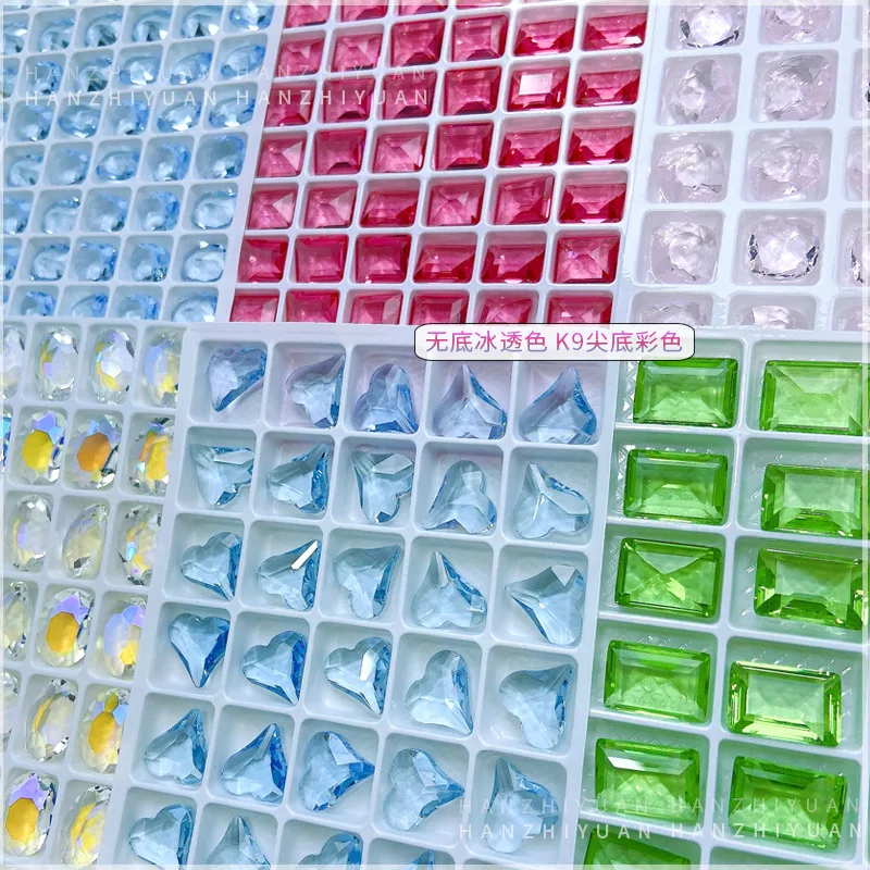 5 pçs prego strass encantos cristal diamante transparente rosa coração cristal prego diamante