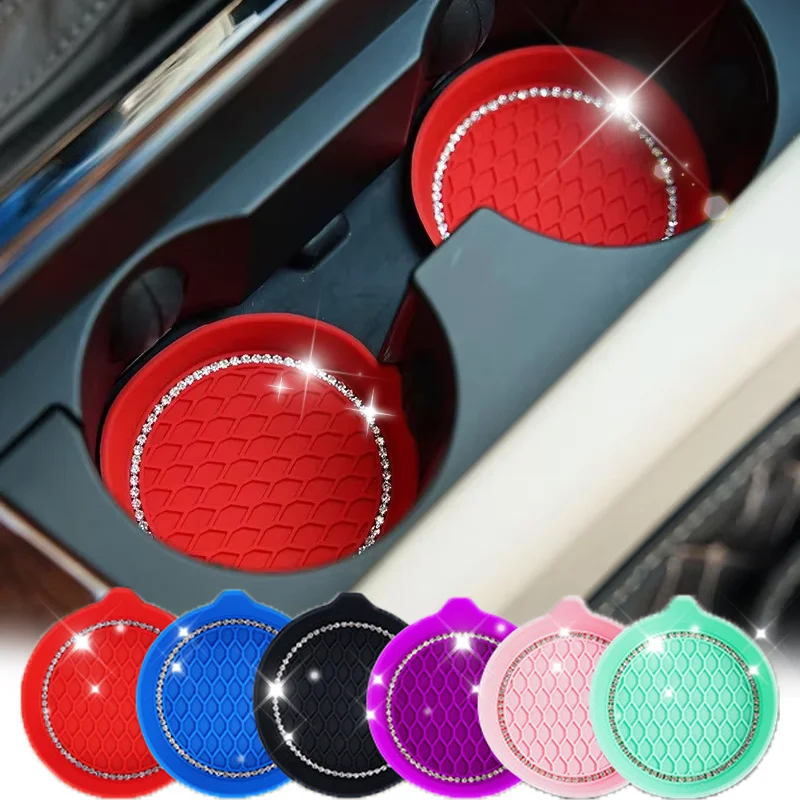 

Car Silicone Diamond Cup Holder Anti-slip Mat Colorful Heat Insulation Waterproof Creative Decoration Car Interior Accessories